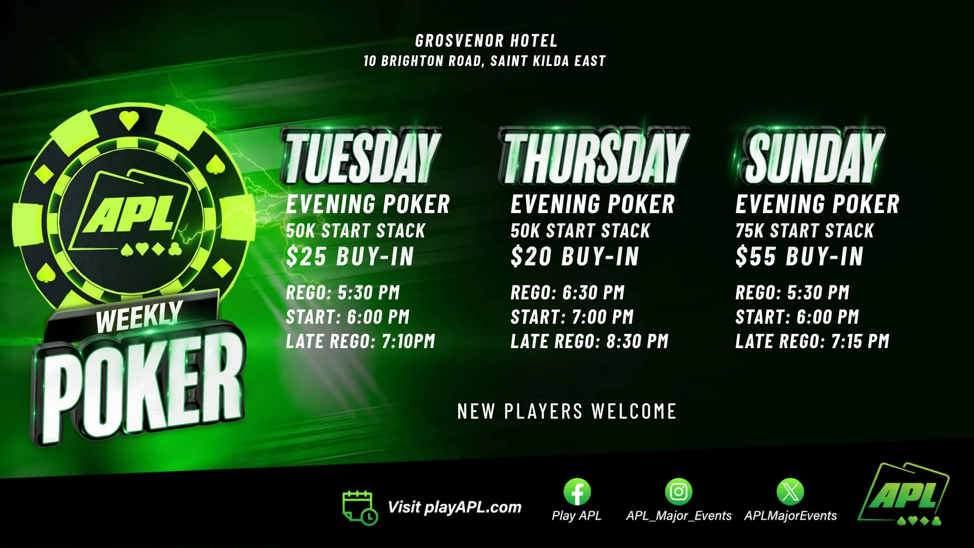 Poker Nights at The Grosvenor, St Kilda