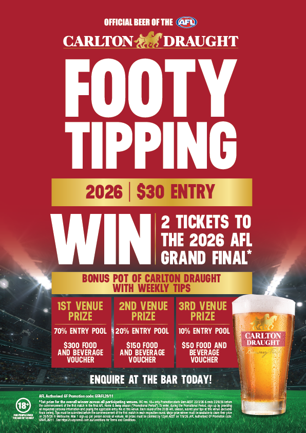 Footy Tipping Poster Grosvenor Hotel, St Kilda $30