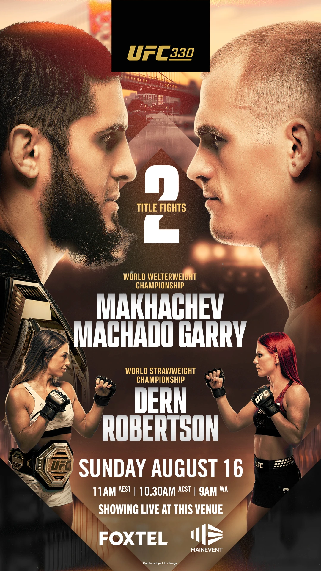 UFC 330 live and loud showing at grosvenor hotel in st kilda